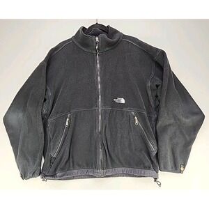 Vintage The North Face Jacket Mens L Black Full Zip Fleece Outdoors Embroidered